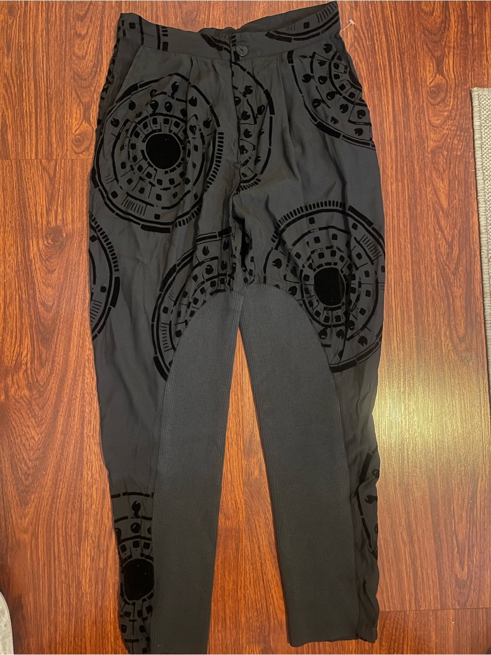 Black Velvet-Accent Jogger Pants for Women